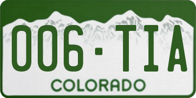 CO license plate 006TIA