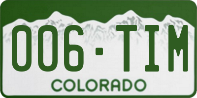 CO license plate 006TIM