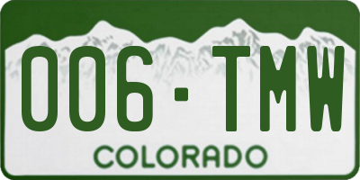 CO license plate 006TMW