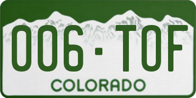 CO license plate 006TOF