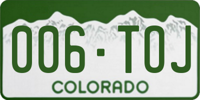 CO license plate 006TOJ