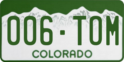 CO license plate 006TOM