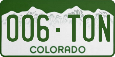 CO license plate 006TON