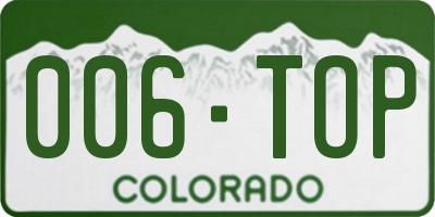 CO license plate 006TOP