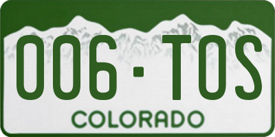 CO license plate 006TOS