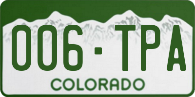 CO license plate 006TPA