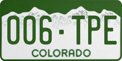 CO license plate 006TPE