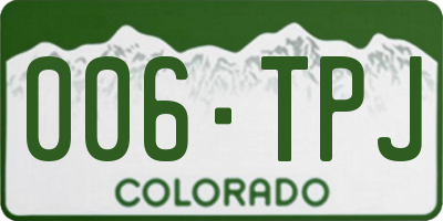 CO license plate 006TPJ