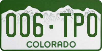 CO license plate 006TPO