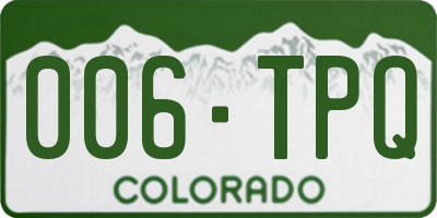 CO license plate 006TPQ