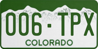 CO license plate 006TPX