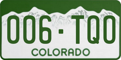 CO license plate 006TQO