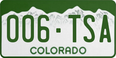 CO license plate 006TSA