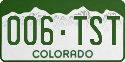 CO license plate 006TST
