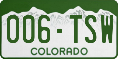 CO license plate 006TSW