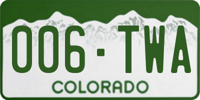 CO license plate 006TWA