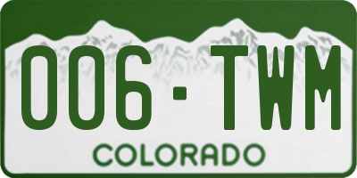 CO license plate 006TWM