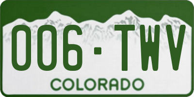 CO license plate 006TWV