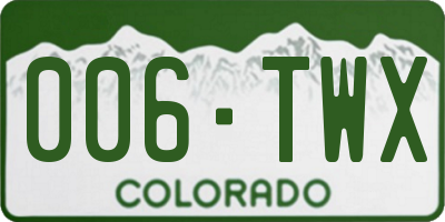 CO license plate 006TWX