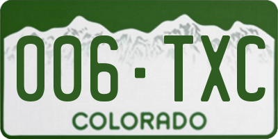 CO license plate 006TXC