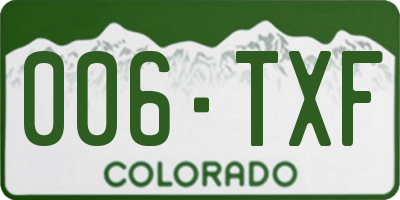 CO license plate 006TXF