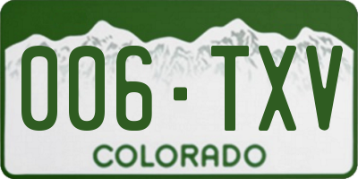 CO license plate 006TXV
