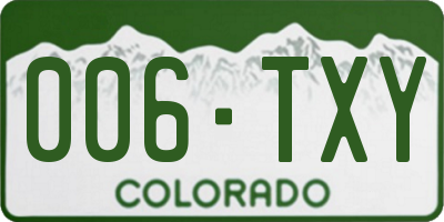 CO license plate 006TXY