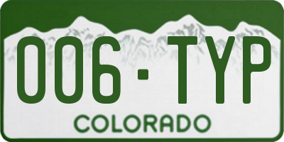 CO license plate 006TYP