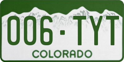 CO license plate 006TYT