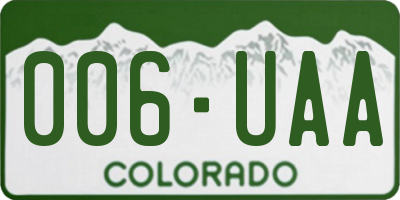 CO license plate 006UAA
