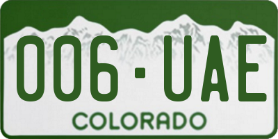 CO license plate 006UAE