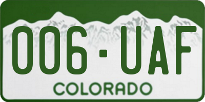 CO license plate 006UAF