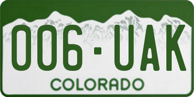 CO license plate 006UAK