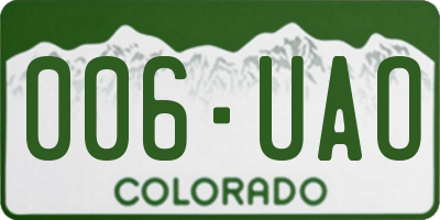 CO license plate 006UAO