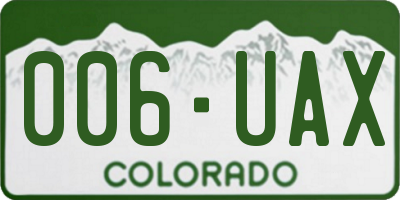 CO license plate 006UAX