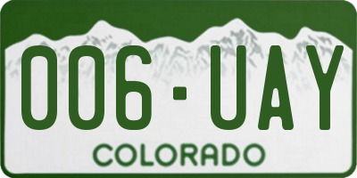 CO license plate 006UAY