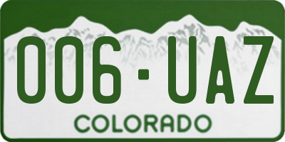 CO license plate 006UAZ