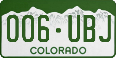 CO license plate 006UBJ