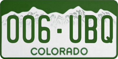CO license plate 006UBQ