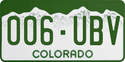 CO license plate 006UBV