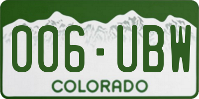 CO license plate 006UBW