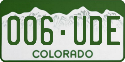CO license plate 006UDE