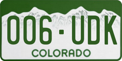CO license plate 006UDK