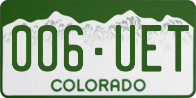 CO license plate 006UET