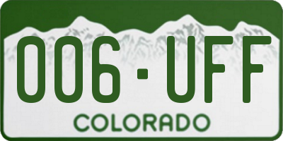 CO license plate 006UFF