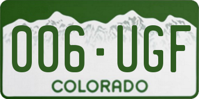CO license plate 006UGF