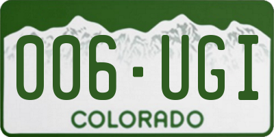 CO license plate 006UGI