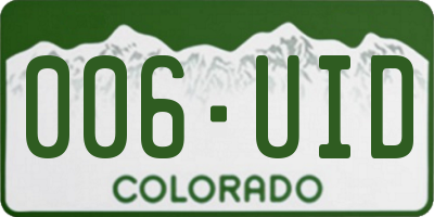 CO license plate 006UID