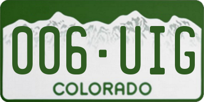 CO license plate 006UIG