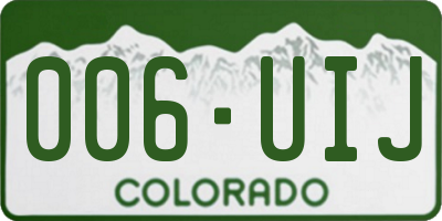 CO license plate 006UIJ